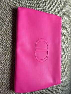 Dior Dual Hot Pink Hot Red Clutch with CD Embossed Logo Authentic bag.